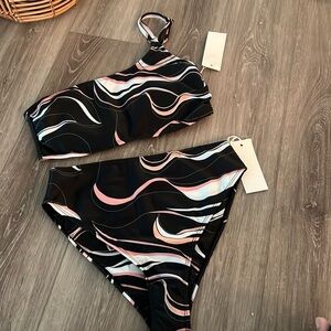 Koraro two piece one shoulder high waist bikini NWT